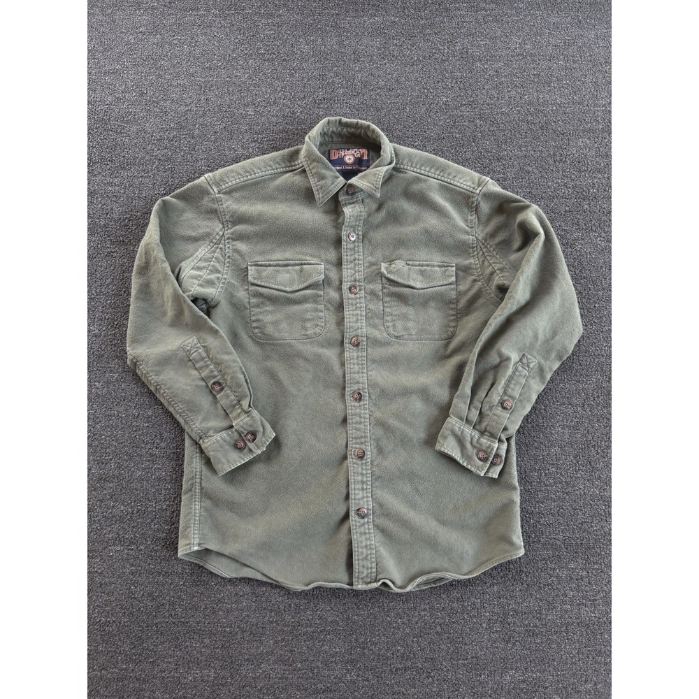 Duluth Trading Co Men's Medium Olive Green Cotton Work Shirt Long Sleeve